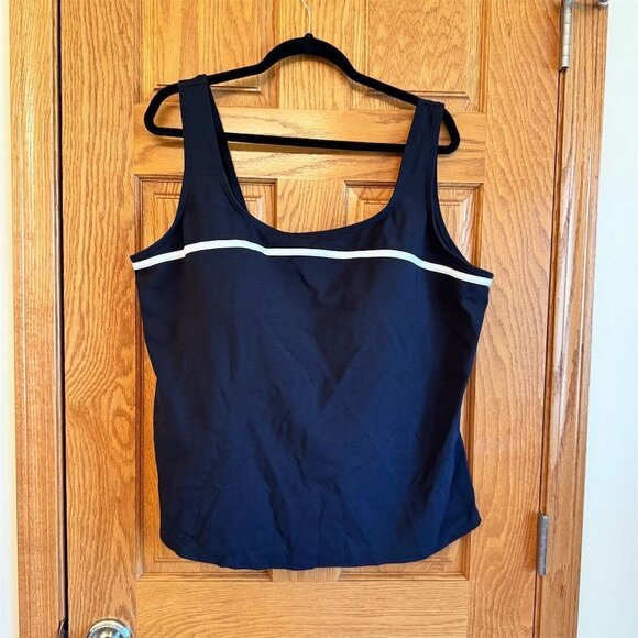 Lands' End Women's Plus Size 26W 3X Black Tankini Swim Top Built-in Bra Like New - Picture 1 of 6